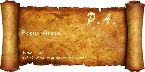 Popp Anna névjegykártya
